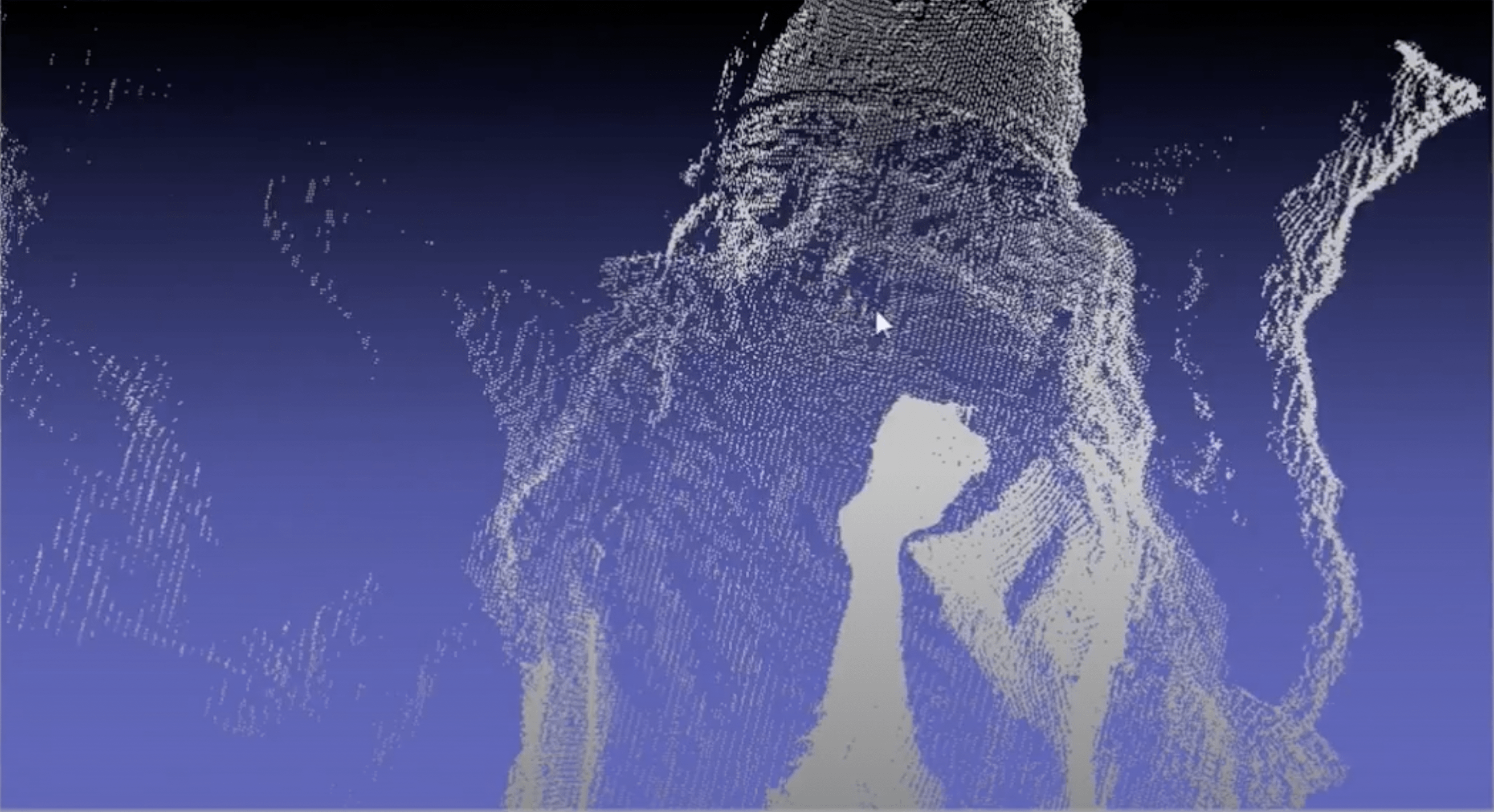 Point cloud of a wizard figurine captured by the 3D laser scanner