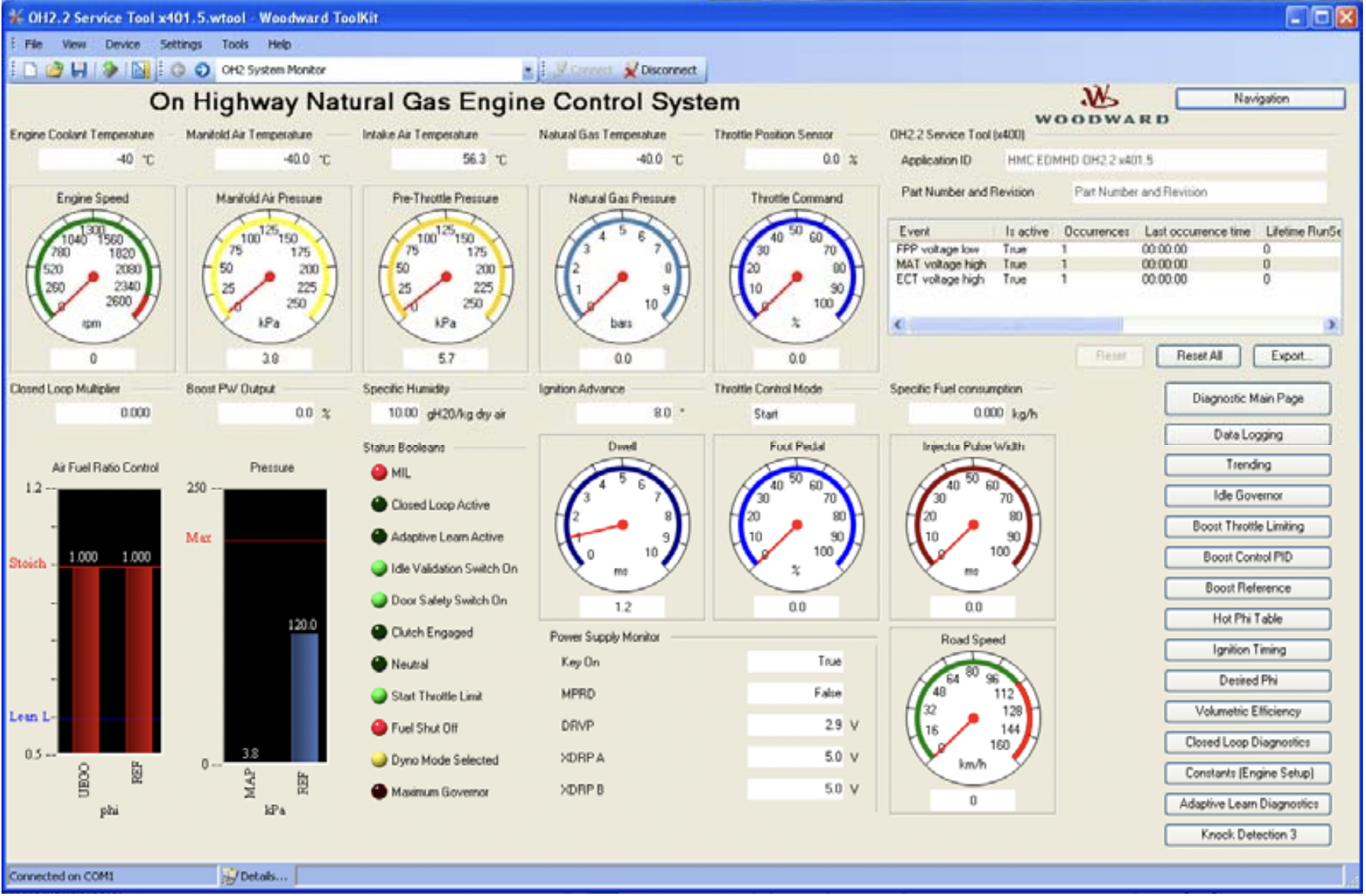 Woodward natural gas engine control system